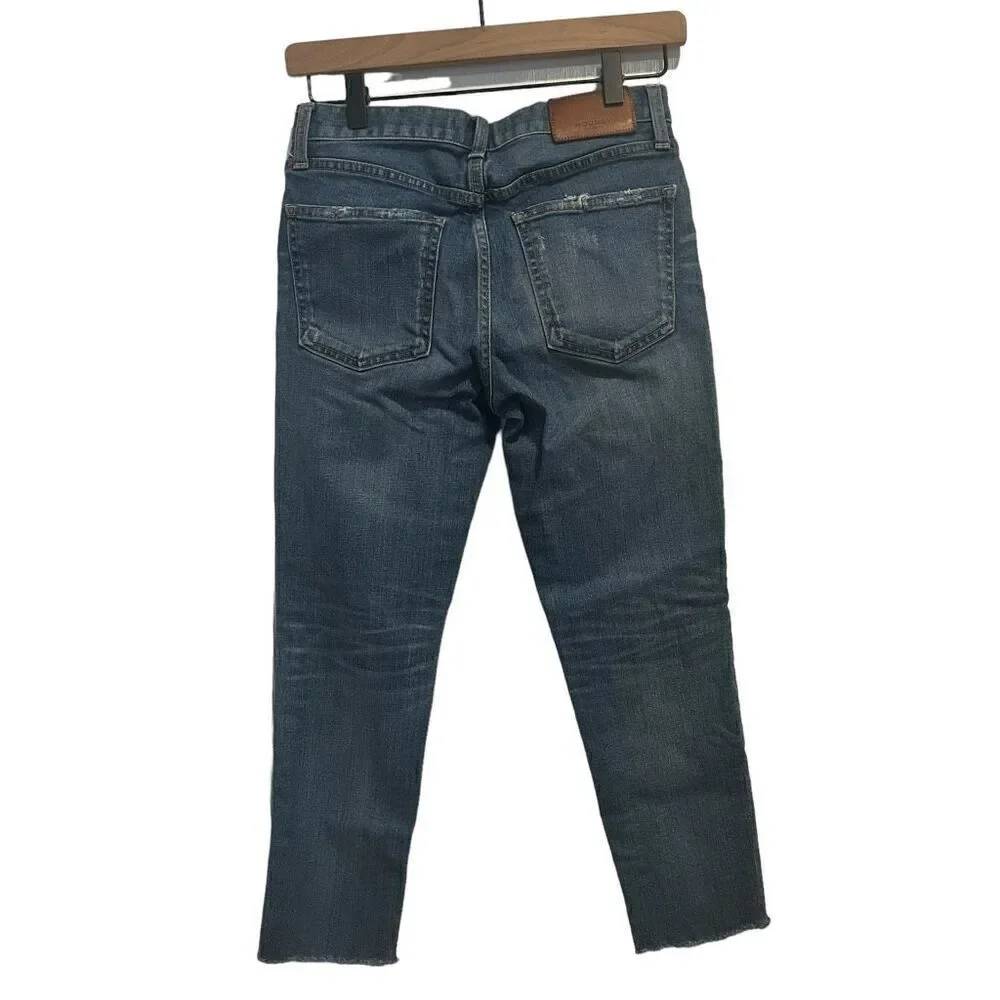 Moussy Vintage Velma Skinny Raw Hem Cropped Distressed Jeans Size 25